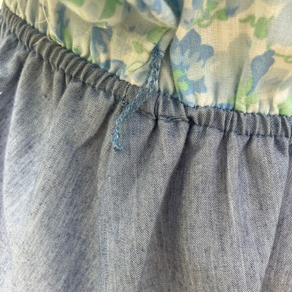 VTG Day Dress The Jones Girl Sz 12 Blue Floral Midi Pleated Feminine 50s 60s - Picture 12 of 13